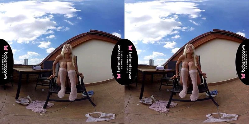 Solo blonde beauty, Lena Love is masturbating, in VR