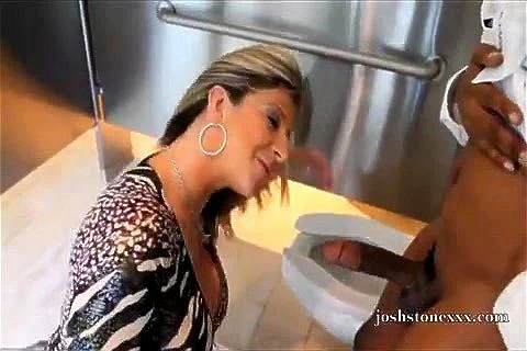 Sara Jay sucking cock in public showers