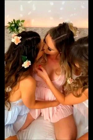 Flower Dress Lesbian Threesome