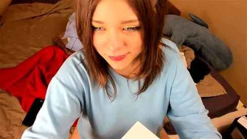 ASMR Cutie Blowing Her Dildo On Webcam