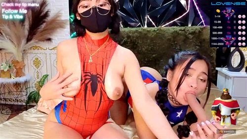 Big booty and big tits petite asian babes blowjob and tease