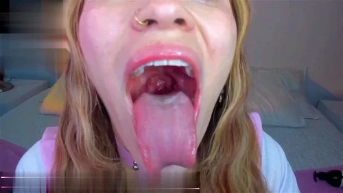 Blond Spit Slut Sucks+Shows Hot Mouth Tongue Throat Uvula=Cum Target