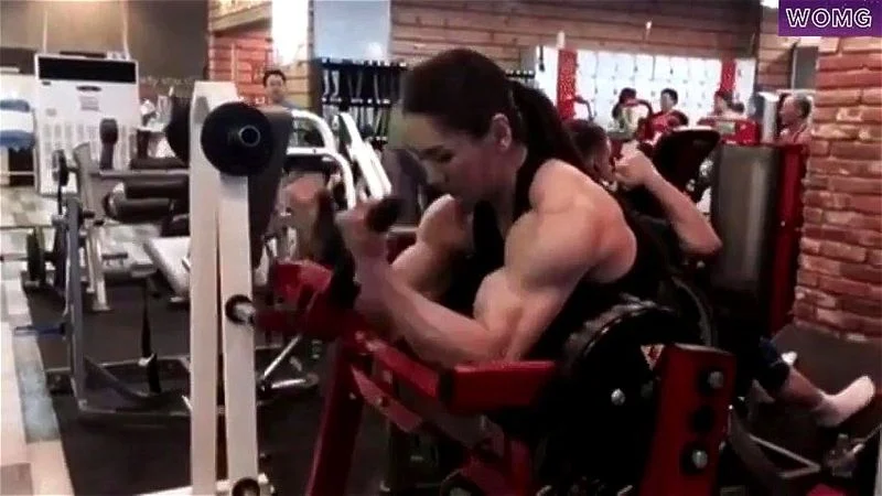 Muscular girl sexy flex