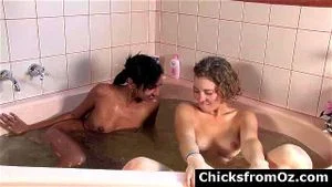 Interracial Aussie lesbian teens in the bath
