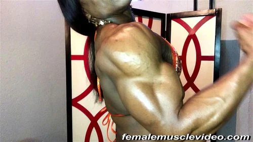 fbb, bodybuilder female, ebony, solo