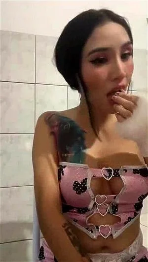 Tattooed petite asian babe webcam solo show