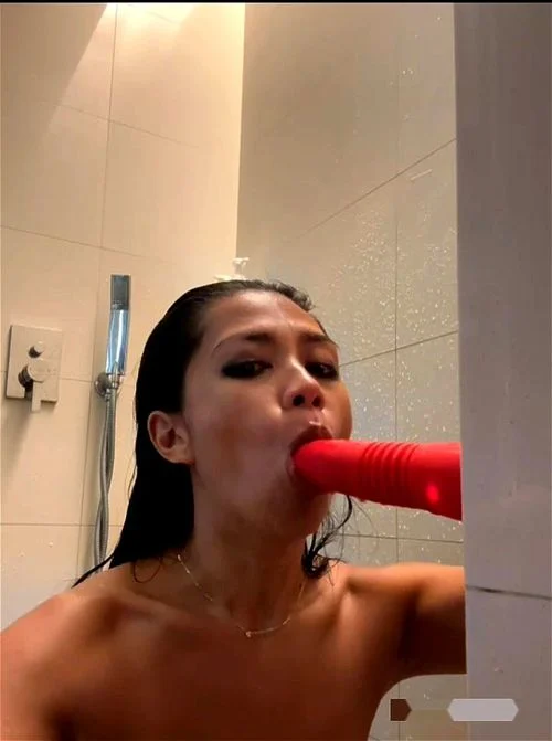 babe, asian, brunette, shower masturbation
