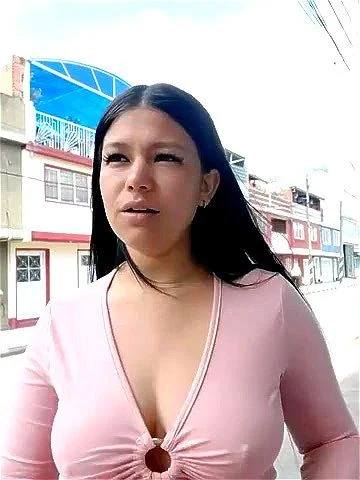 flashing in public, colombiana, big tits, latina