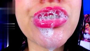Sloppy Pierced Tongue Spit Slut Drools Saliva Bubbles