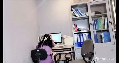 yumi office, solo, public, masturbation