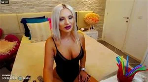 Hot Stacked Platinum Blonde Cam Smoking