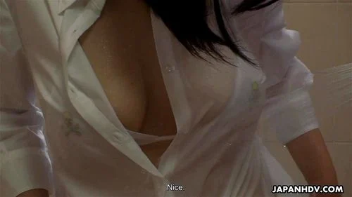 Japanese brunette Kaede Kyomoto shows her sexy body to a boy uncensored.