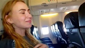 PUBLIC AIRPLANE Handjob and Blowjob