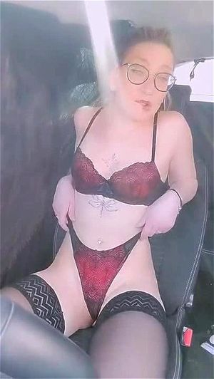 Stocking booty blonde milf teasing in car