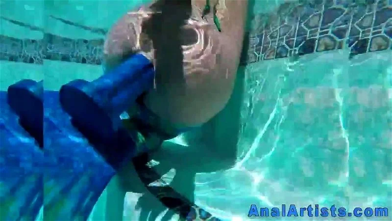 Anally toying babe jizzed underwater