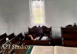 Blonde spanked in church