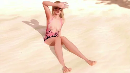 beach, bend over, small tits, doa5
