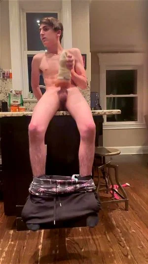 Jerk off in kitchen