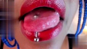 Ebony Pierced Tongue Closeup Mouth Spit Tease