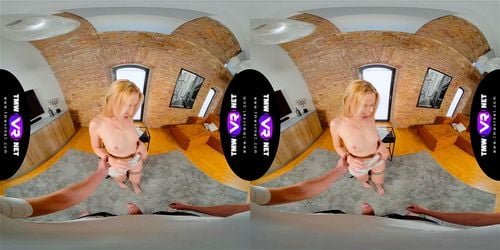 180° in virtual reality, blonde, babe, small tits