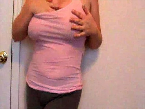 Big tits in pink tank top