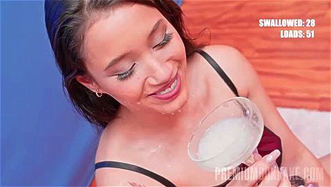 Cum Drinking Teen with Braces