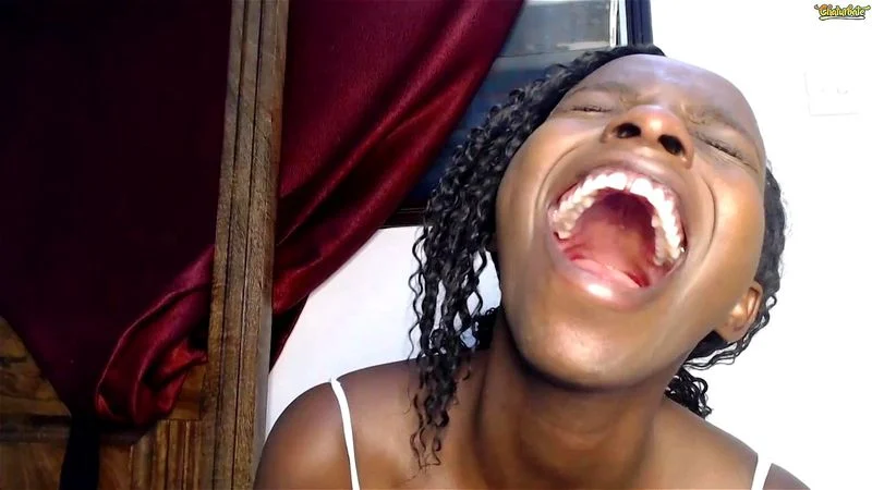 Sexy african webcam babe's mouth