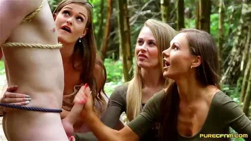 Three Girl Handjob - Watch Three ladies humiliate tied man in forest - Handjob, Bondage Girls,  Bondage Blowjob Porn - SpankBang