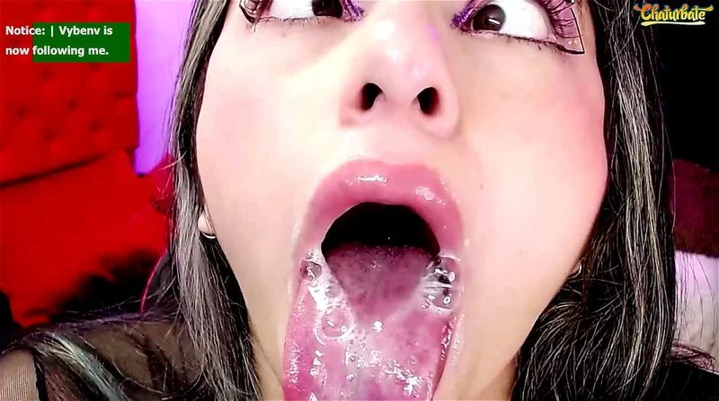 sexy bitch slurps her saliva