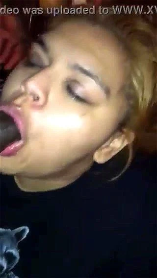 Fat Rican thot with a mouthful of cock