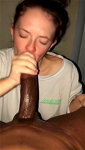 White girl sucking on my big black cock
