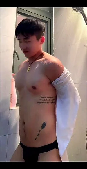 Chinese boy shower not cum