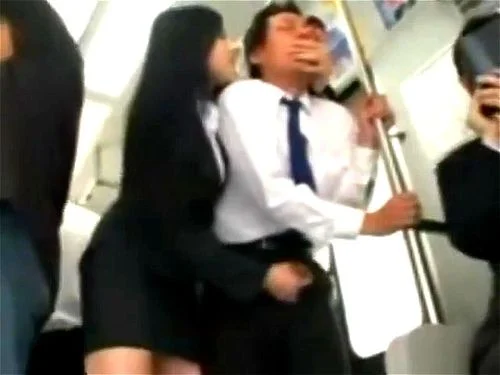 Japanese handjob on a train