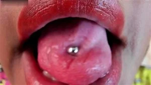 Ebony Pierced Tongue Fetish Tease Closeup Spit