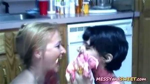 Messy sluts start a food battle