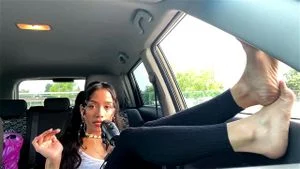 Slim Latina Girl Feet Arches & Toes Car ASMR