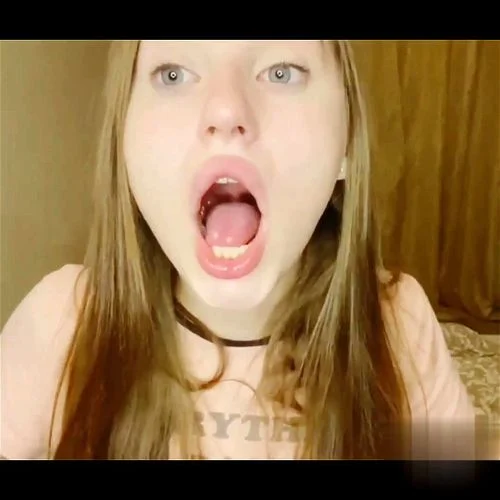 Cute Teen Mouth Open Gummy Swallow Sexy Tongue Spit Uvula Ahegao Vore