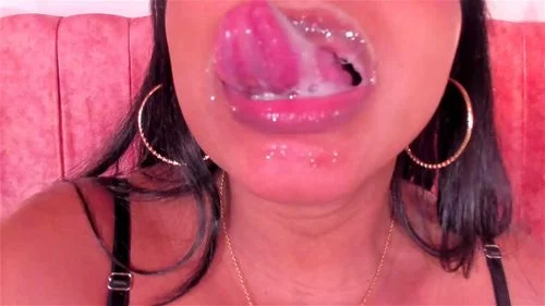 Ebony Spitty Tongue Mouth Drooling For Cock Closeup