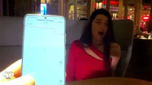 Came on a date with LUSH VIBRO TOY in pussy, public MASTURBATE under the table