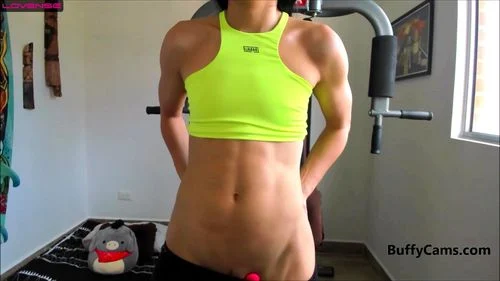 Big clit muscle girl works out