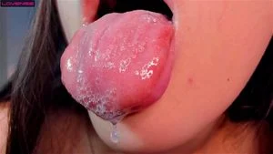 Wet Asian Tongue Closeup+Spit+Soft Tits