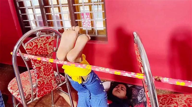 Indian Girl in Bastinado Falaka for feet Experience