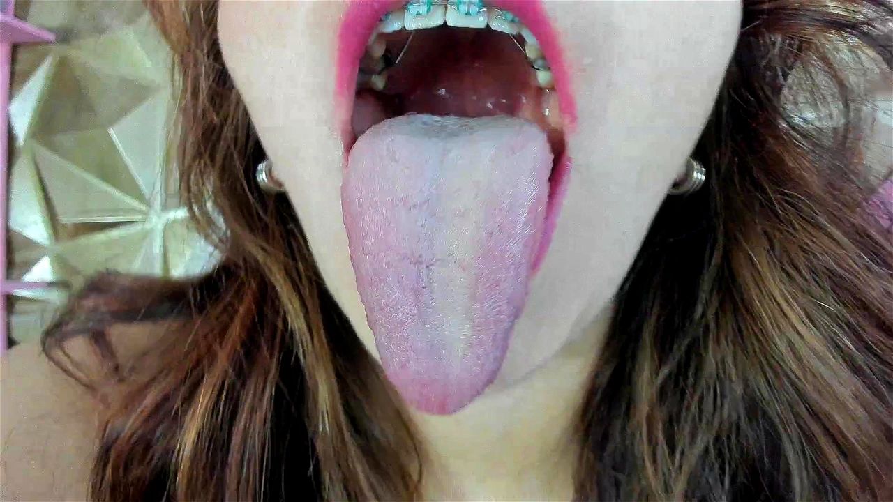 Braces tongue out