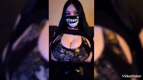 goth, goth girl, titty play, huge tits