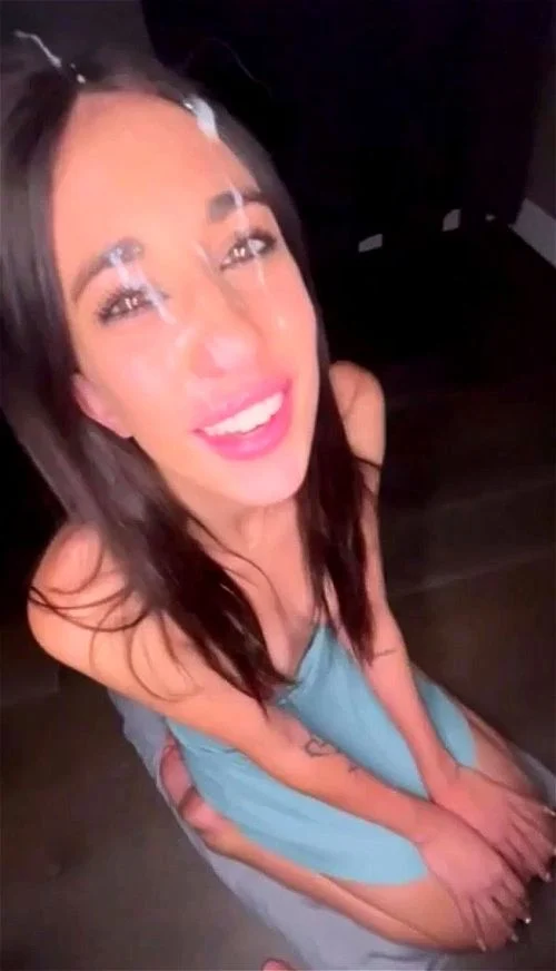 Huge Facial for Petite Latina Babe