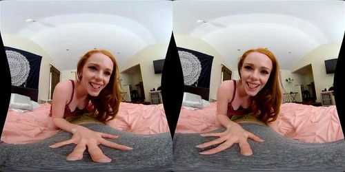 virtual reality, small tits, redhead, blue eyes