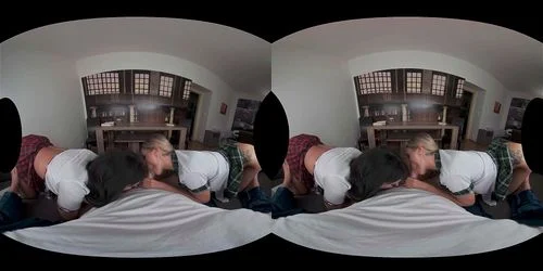 cumshot, threesome, vr, virtual reality