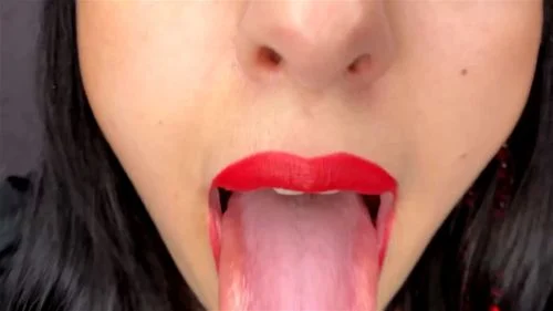 Sexy Tongue Hot Red Lips ASMR Closeup Spit Fetish