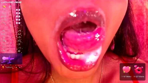 Ebony Wet Tongue Mouth Closeup Spit Tease