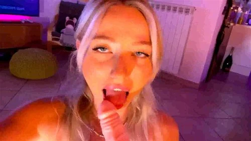 Booty and busty petite teen blonde webcam blowjob show